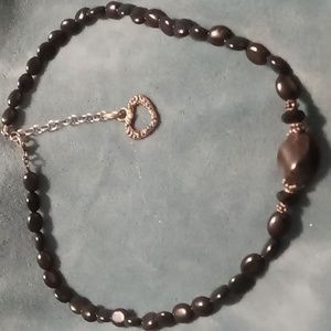 Black obsidian stone. collar / choker necklace 14  + 2 inches long